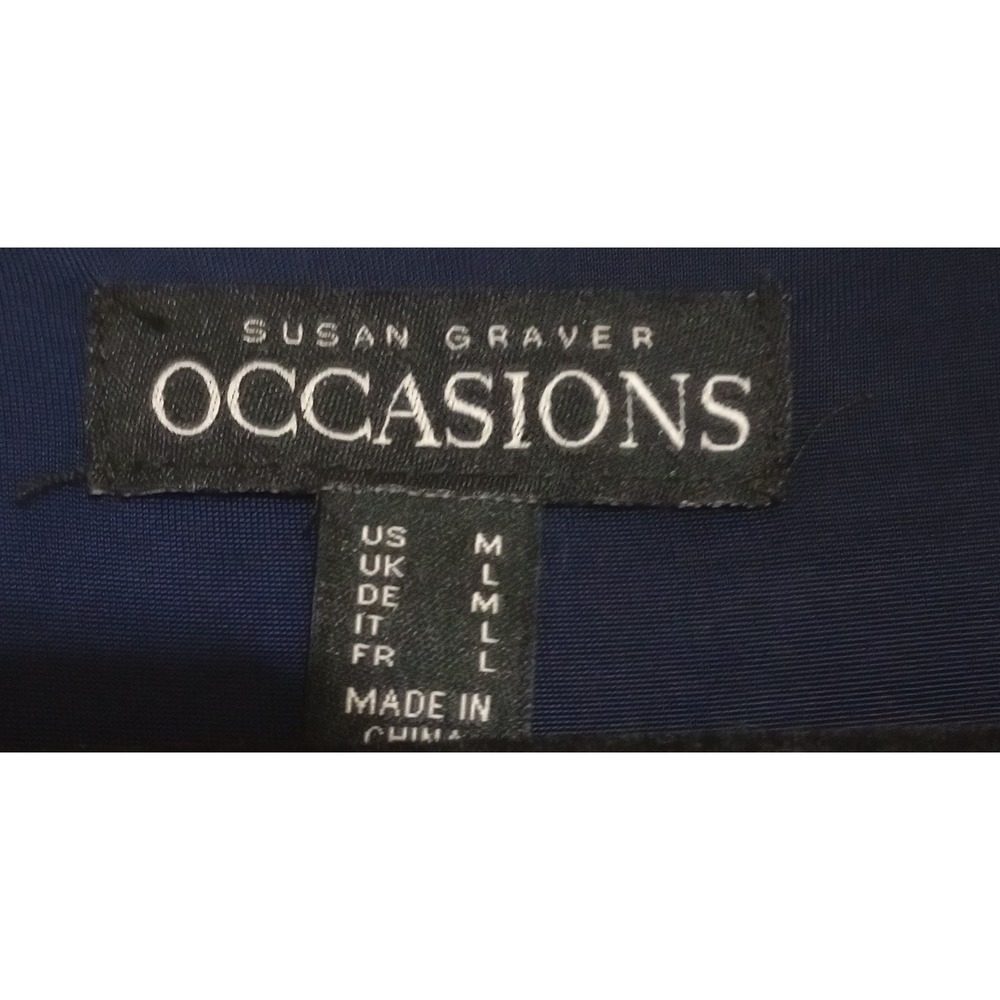 Susan Graver Occasions Black Metal Embellish Dots Wrap Midi Dress Long Sleeve M - Picture 4 of 7